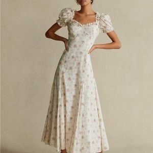 Ralph Lauren Cream and Floral Puff Sleeve Dress